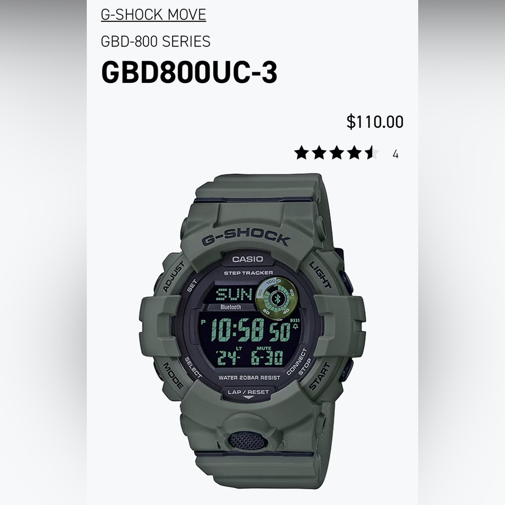 Casio G-Shock Move GBD800UC-3 Watch - Green